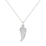 Glitz Design Angel Wings 14K White Gold Diamond Necklaces for Women-Girls Charm w/o Chain Gift Box Authenticity Cards (I,I1)