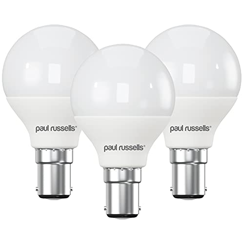 paul russells LED Golf Ball Light Small Bayonet Cap B15 40w Equivalent 4.9W 470Lumens LED Bulbs 2700K Bright Warm White Mini Globe Frosted G45 SBC Energy Saving (Not Dimmable) Lamps 3 Pack