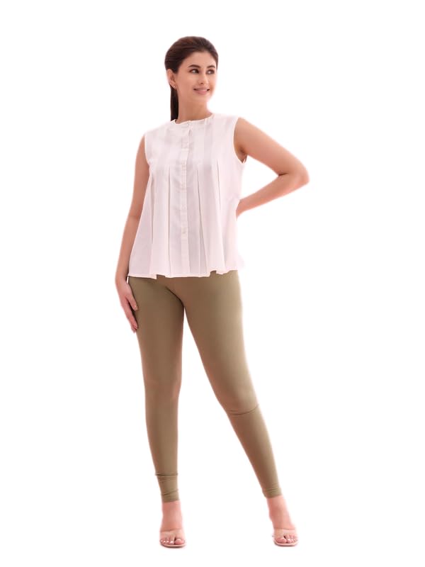 Image of GO COLORS Soft Cotton Stretch Ankle Length Leggings for Women | Breathable