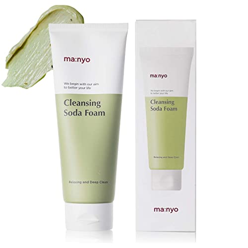 MANYO Deep Pore Cleansing Soda Foam, Pore Cleaner, Facial Cleanser with Green Tea, Exfoliating Papaya Enzymes, Gentle, Hydrating Face Wash, Korean Skin Care, 5.0 fl oz (150ml)