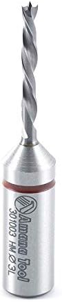 Amana Tool - 301003 Solid Carbide Cutting Edge Brad Pt. Boring Bit L/H 3mm Dia x 57mm Lo