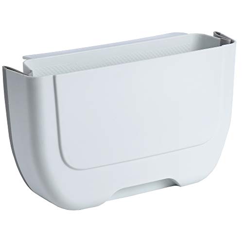 Small Hanging Folding Trash Can for Kitchen Cabinet Door Mount, NEEMAY Collapsible Trash Can Upgrade Foldable Waste Bin, Garbage Can, Garbage Bin Holder for Bathroom Bedroom Home Car Camping, White