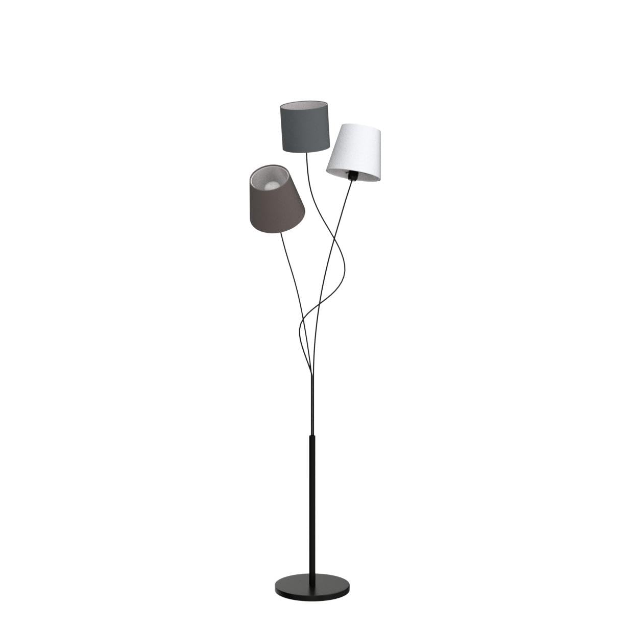 EGLO Stehlampe Maronda, 3 flammige Stehleuchte | Standleuchte aus Stahl und Stoff, Farbe: Schwarz, anthrazit, weiß, braun, Fassung: E14, inkl. Trittschalter