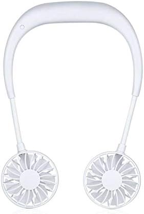 NP 5V Portable Mini Hanging Neck Fan USB Rechargeable 3 Cooling Wind Modes 2000mAh (Color : White)