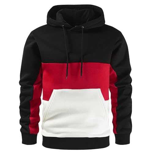 Hoodies for Men Novelty Color Block Pullover Outdoors Casual Sweatshirt Patchwork Casual Drawstring Tops with Pocket2