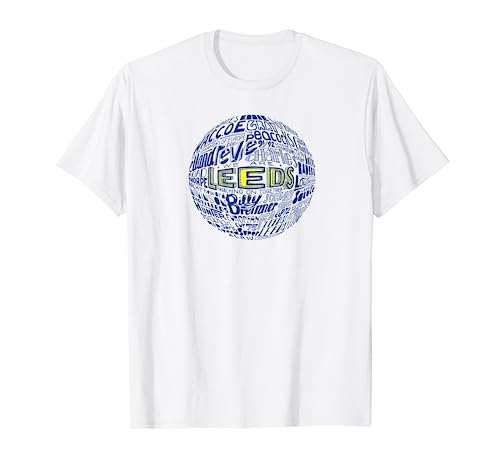 Leeds United blue typography football T-Shirt