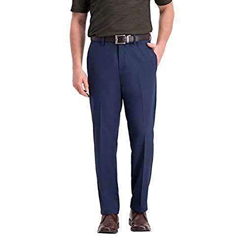 Haggar Men's Super Flex Waistband Performance Stretch Straight Fit Pants (34W x 32L, Blue)