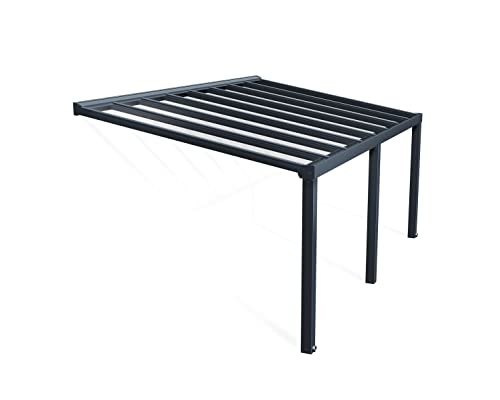 Canopia by Palram Terrassenüberdachung Alu Stockholm 3.4X5.9 Polycarbonat Hohlkammerplatten Pergola 588 x 341 cm Grau zur Überdachung ihrer Terrasse