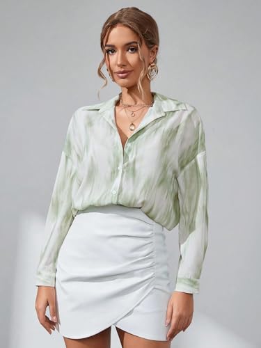 Image of GRECIILOOKS Women's Rayon Oversized Shirt | Korean Style Long Sleeve Oversized Button Down Shirts |Comfortable Rich Top for Office & Casual Outfits (Available in Plus Size)