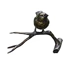IDYL Bronze-Skulptur Spatz auf gebogenem Ast