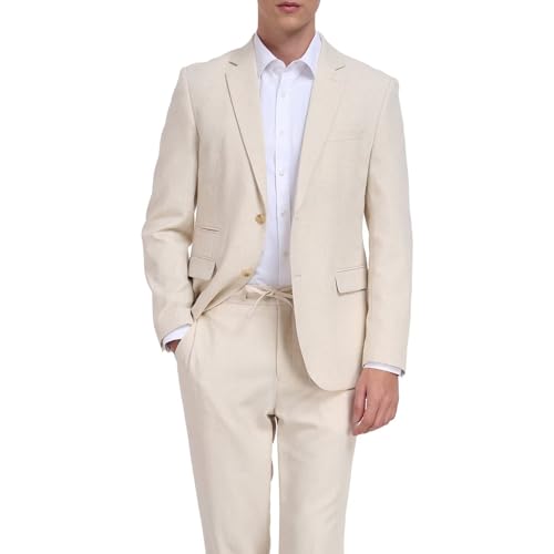 Men's Linen Suits Set 2 Piece Casual Lightweight Blazer Jacket and Pants for Wedding Vacation Business Prom