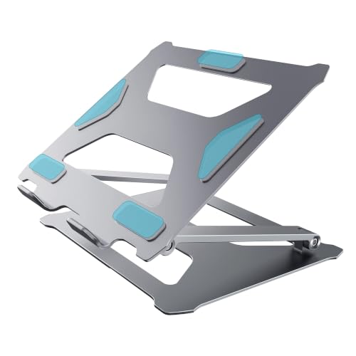 Image of Laptop Stand for Desk, Foldable Adjustable Aluminium Laptop Stand for Laptop & MacBook, Ergonomic Portable Notebook Stand with Anti-Slip Pads, Ventilated Open Design for Office & Home(10 to 17 inch)