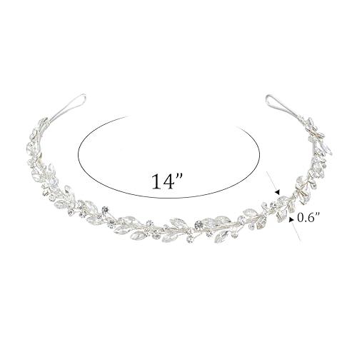 Silver Bridal Headband for Bride, Adjustable Wedding Headband with Marquise Crystals & Rhinestones, Comfortable Bridal Hair Accessory with Black Gift Box for Wedding, Prom, Bridal Shower, Formal Event — view 4