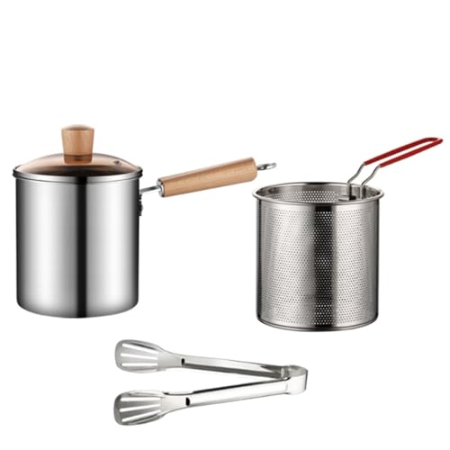 深型パスタ鍋 揚げ物 鍋 パスタポット 3L 小さい ステンレス ih対応 小型揚げ鍋ガラス蓋付 オール熱源対応 煮物 油こし油を節約 お手入れ簡単 油切り フィルター 煮物 麺 湯切り 野菜茹で用カゴ家庭用 料理鍋 家庭用 (シングルポット + 蓋 +