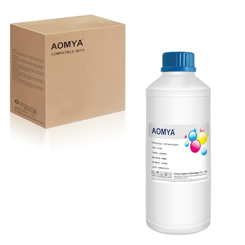 Aomya Kit de conversión de Tinta Cian DTF de 500 ml para película Pet, Compatible con EPN ET8550, ET-8500, L1800, L805, XP-15000, R1390, R2000, R2400, P400, P800, Todas Las impresoras DTF