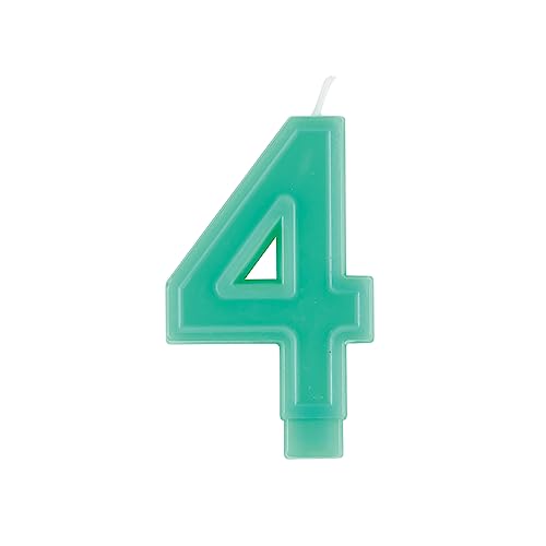 Unique 11794 - Birthday Candle - 9 cm - Raised Border Shape - Number 4 - Green Colour - 1 Count (Pack of 1)