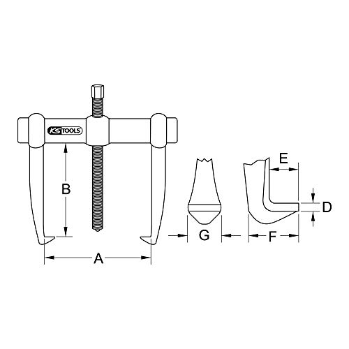 KS Tools 40-250mm 2-Leg Puller Hardend Steel Legs - Image 2