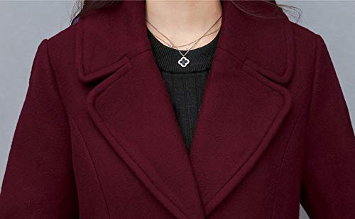 Chouyatou Women's Big Notch Lapel Single Breasted Mid-Long Wool Blend Coat (Medium, Wine Red) #TOP3