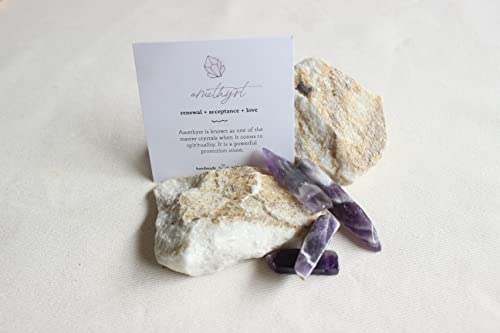 Crystal Stones Necklace - Women Healing Stone, Girls Choker, Men Spiritual Energy, Best Friend Gift, Mens Gifts, Purification Pendants, Cute Gemstone, Crystals Jewelry, Boho Hippie (Amethyst) #TOP4