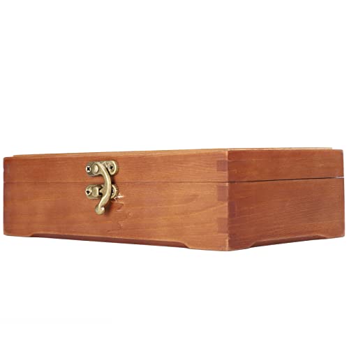 Naroote Estojo de Papelaria Vintage de Madeira para Armazenamento de Mesa para Crianças, Caixa de Joias de Maquiagem retrô para Exibição Doméstica, Caixa de Madeira Portátil 7,8 X 4,6 X 2,2 pol.