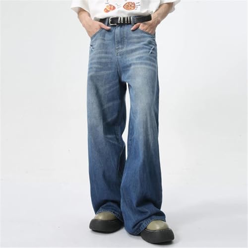 Men's Retro Denim Pants, High Street Style, Distressed, Wide Leg Casual Jeans3