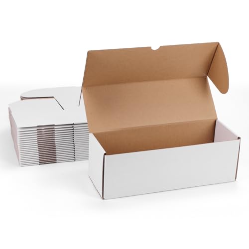 Image of ZBEIVAN 12x4x4 White Shipping Boxes Set of 25, Corrugated Cardboard Mailer Boxes for Packaging Small Business Mailing Gifts