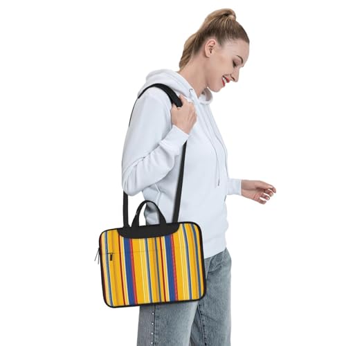 Bolso para laptop impermeable a rayas azul y amarillo 14 pulgadas miniatura 3