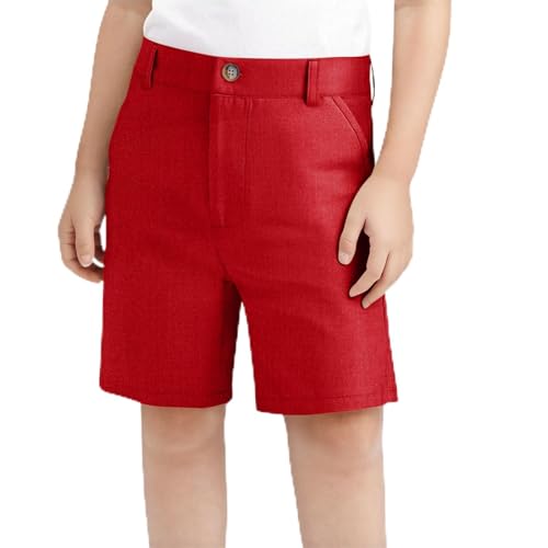 generic - Kids School Uniform Bermuda Shorts - Stretchy Pull-On Vintage Suit Shorts with Pockets, Red, 3-17T - Best Deal on Amazon