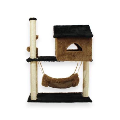 Arranhador Casa para Gatos, Playground com Arranhador, Casa, Plataforma e Brinquedos (Cortiça)