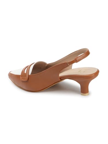 Image of Carlton London Women Stylish Backstap Sandal with Kitten Heels, Pointed Toe for Casual Wear