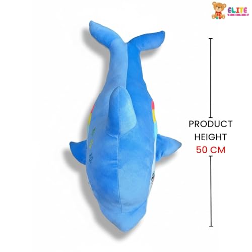 Image of ELITE CREATIONS Dolphin Soft Toy 50 cm | Cute Blue Dolphin Plush Stuffed Animal | Soft Cuddly Sea Animal Toy for Kids Boys Girls | Birthday Gift Baby Toy Room Decor