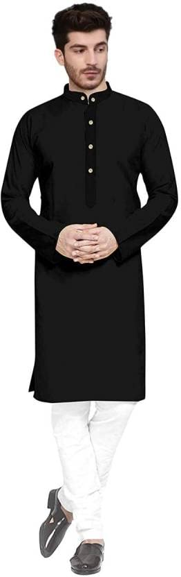 trustous TRUST OUS Men Kurta and Pyjama Set Cotton Blend (Black)-picture-49