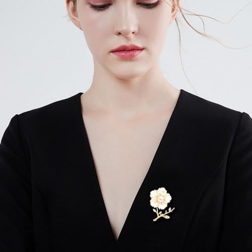 Image of Flower Brooch Pin Rhinestones Pearl Flower Brooches Floral Pin Jewelry for Women Girls
