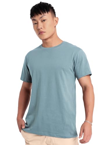 Image of BEYOUNG Cotton Regular Fit Plain T-Shirt for Men | Flexible Round Neck | Casual T-Shirt | Solid T-Shirt | Half-Sleeves | Stylish T-Shirt