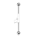  Stab-Piercing, Handfeuerwaffen-Charm, Stärke: 1,6 mm, Länge: 38 mm, Material: Chirurgenstahl