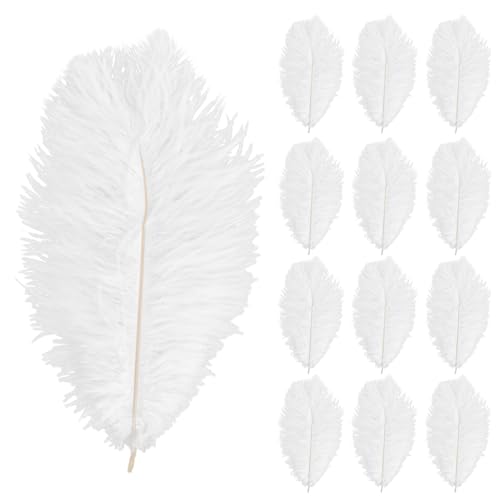 Tibapla 12 Piezas Plumas de Avestruz, 6-8 Pulgadas Plumas de Avestruz Naturales Artesanías de Plumas de Avestruz para Bodas, Manualidades, Disfraces, Fiestas Temáticas, Decoración de Navidad (Blanco)