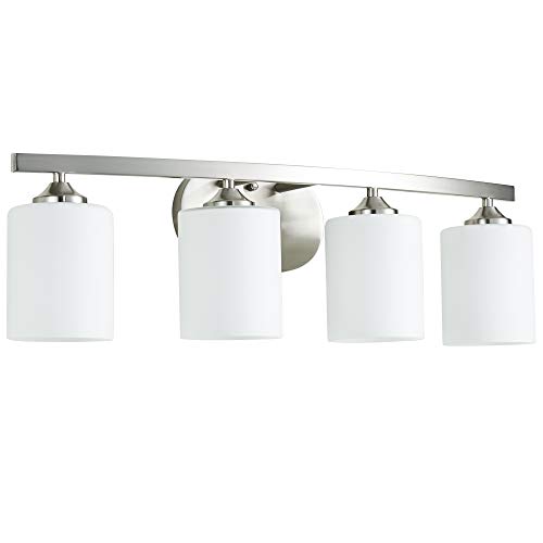 Kingbrite 4 Bulb E26 Vanity Light Fixture Bathroom Lighting, Brushed Nickel,UL Listed