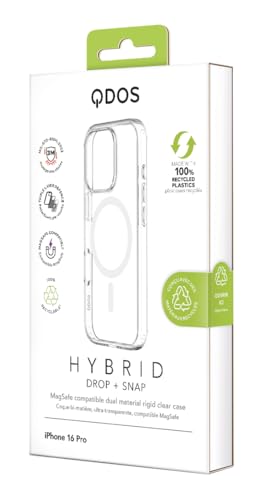 QDOS Coque Transparente Hybride Drop Mage Safe pour iPhone 16 Pro, Protection Contre Les Chutes de qualité Militaire de 3 mètres. Anneau N52 en néodyme MagSafe sécurisé Entre Deux Charges sans Fil – vue 9