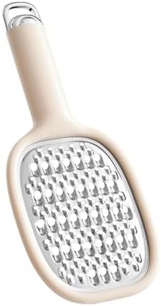 Rallador de cocina de acero inoxidable con mango ergonómico, rallador de queso colgante y zester para cortar sin esfuerzo y fácil de limpiar (beige)