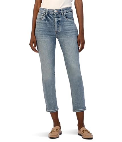 KUT from the Kloth Women's Elizabeth High-Rise Crop Straight Legs Regular Hem in Supported