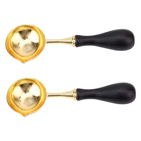 2 Pieces Wax Sticks Melting Spoon Stainless Steel Sealing Wax Melting Spoon Retro Wax Spoon for Wax Melted Dissolve Wax Seal Stamp Envelope DIY (Black) Cover