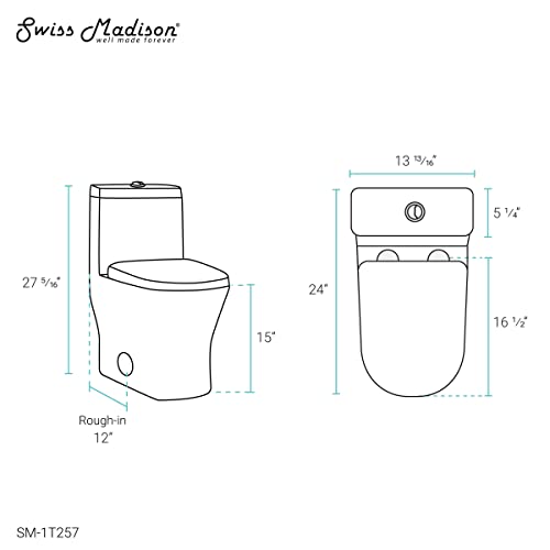 Swiss Madison SM-1T257 Sublime Ii Compact 24 Inch Length One Piece Toilet Dual Flush 1.1/1.6 Gpf thumb #11