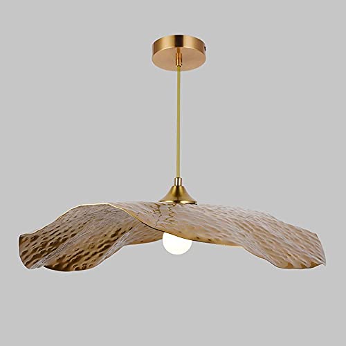 Lustre en cuivre, plafonnier en métal en forme de feuille de lotus, lampe suspendue créative, kits de montage de luminaire suspendu en laiton pour salle à...