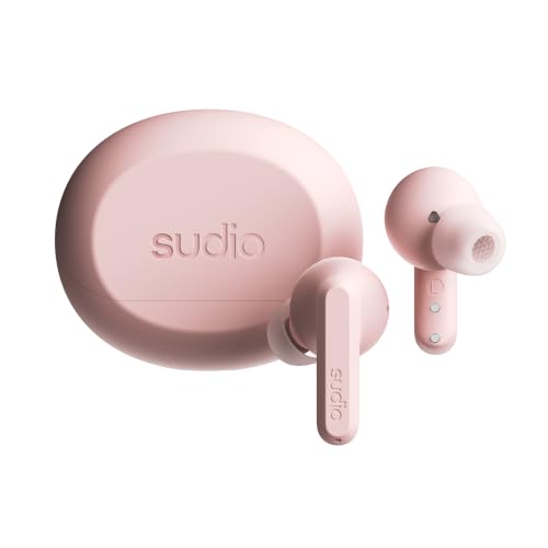 Sudio A3Pro Rose poudré - Les écouteurs à réduction de Bruit pour Toute la journée. Expérience d'écoute équilibrée, 2 Microphones, Bluetooth 5.4 multipoint, résistance à l'eau IPX4.