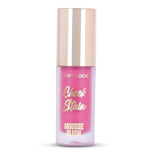 Image of MATTLOOK Cheek Stain Mousse Blush | Vitamin E | Natural Radiant Finish | Infused With Hyaluronic acid and vitamin E | Long Lasting Liquid Blusher (Roseate-03,6.5ml)