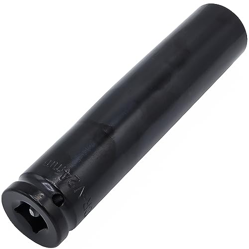 1/2 Drive by 24mm Deep Impact Socket, Heat-Treated CR-V Steel 6 Length, 6-Point Metric Size (24mm)