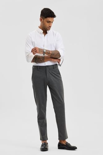 Image of SNITCH Men's Slim Fit Mid Rise Stretch Ankle Length Trousers