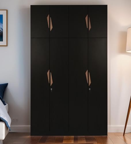 Image of Mintwud Pepperfry Engineered Wood Wardrobe with 4 Doors Storage and 2 Hanging Rod | Wooden Almirah Cupboard for Clothes Storage Organizer for Living Room Home Bedroom Furniture (Wenge Finish)
