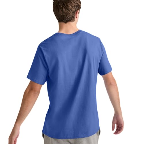Image of Champion Men's Graphic Short Sleeve T-Shirt, Standard Fit, Tonal Script Logo, Midweight 100% Cotton