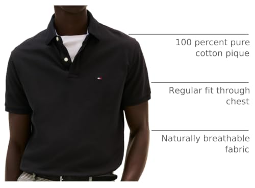 Image of Tommy Hilfiger Mens Short Sleeve Cotton Pique Polo Shirt in Regular Fit